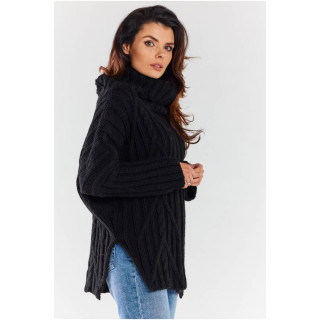 Črn ženski pulover z ovratnikom