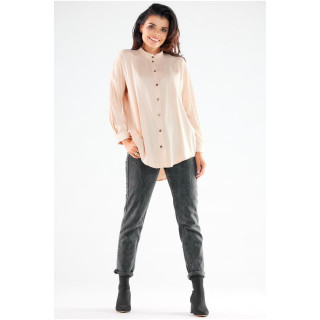 Elegantna bež srajca s stoječim ovratnikom