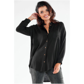 Črna elegantna srajca s stoječim ovratnikom