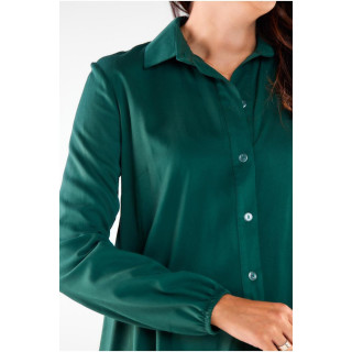Ženska zelena srajca s podaljšanim hrbtom