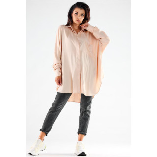 Ohlapna bež srajca z dolgimi rokavi