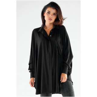 Črna ohlapna majica z dolgimi rokavi