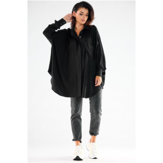 Črna ohlapna majica z dolgimi rokavi