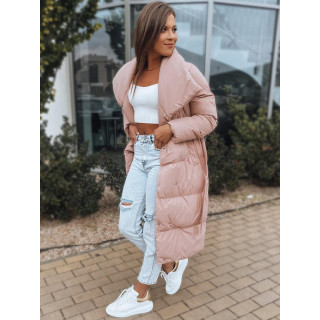 Roza dolga jakna z velikim ovratnikom