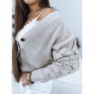 Ženski pulover z zapenjanjem v bež barvi