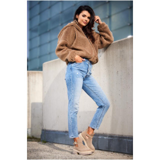 Ženska topla rjava jakna