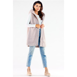 Topel bež telovnik s kapuco