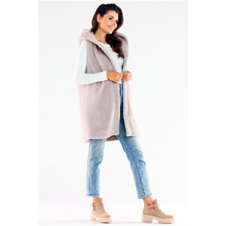 Topel bež telovnik s kapuco