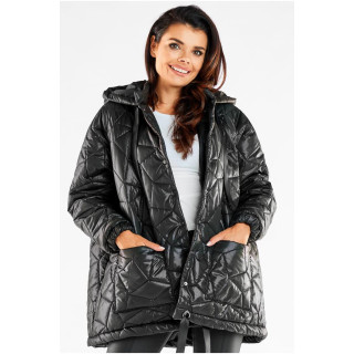 Prešita ženska oversize jakna v črni barvi