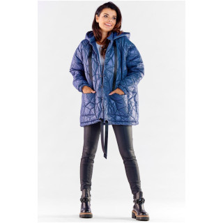 Modra ženska prešita oversize jakna