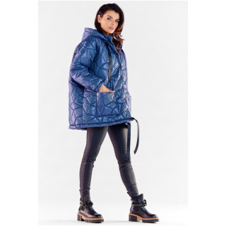 Modra ženska prešita oversize jakna