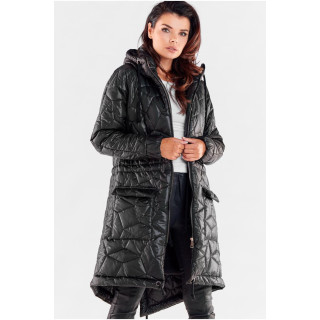 Ženska črna prešita jakna