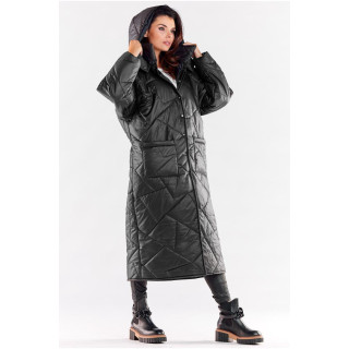 Črna dolga prešita jakna