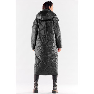 Črna dolga prešita jakna