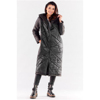 Črna dolga prešita jakna