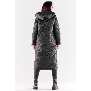 Črna dolga prešita jakna