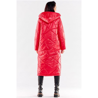 Dolga rdeča prešita jakna