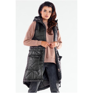 Črn dolg brezrokavnik s šivi