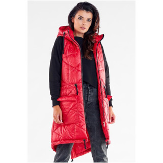 Dolg rdeč prešit telovnik