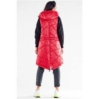 Dolg rdeč prešit telovnik