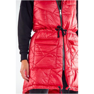 Dolg rdeč prešit telovnik