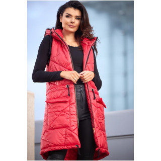 Dolg rdeč prešit telovnik