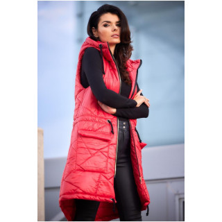 Dolg rdeč prešit telovnik