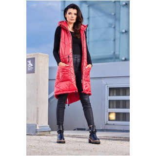 Dolg rdeč prešit telovnik