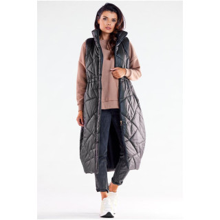 Črn dolg oversize telovnik