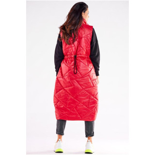 Dolg ženski oversize telovnik v rdeči barvi