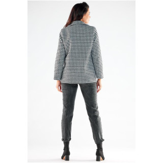 Ženski črno-bel plašč z vzorcem