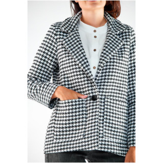 Ženski črno-bel plašč z vzorcem