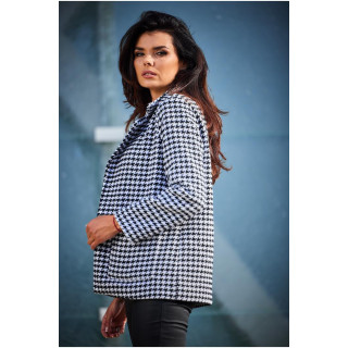 Ženski črno-bel plašč z vzorcem