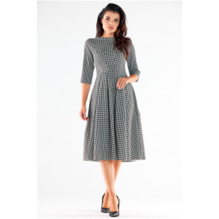 Ženska podaljšana črno-bela obleka z vzorcem