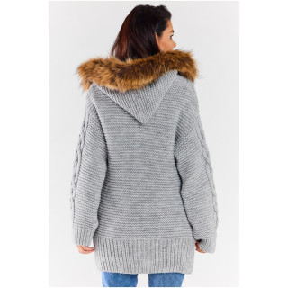 Ženska debela siva jopica s kapuco