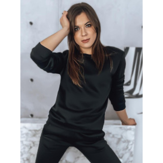 Črn ženski pulover brez kapuce