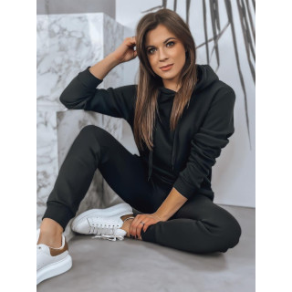 Ženski črn pulover s kapuco