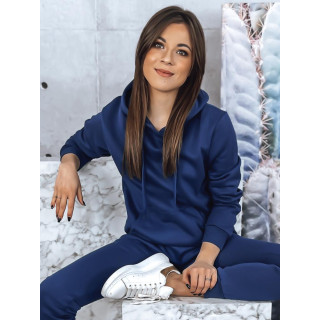 Temno moder ženski pulover s kapuco