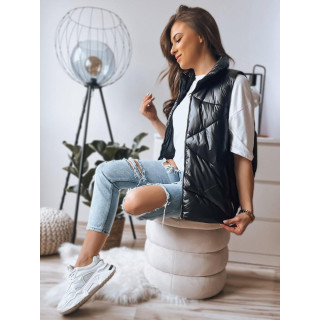 Svetleč črn telovnik s šivi