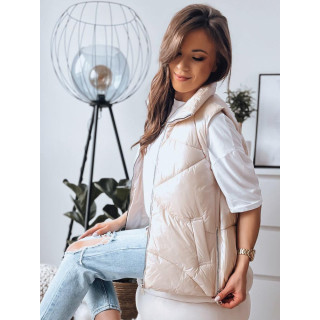 Ženski svetleč brezrokavnik v bež barvi