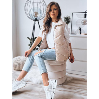 Ženski svetleč brezrokavnik v bež barvi