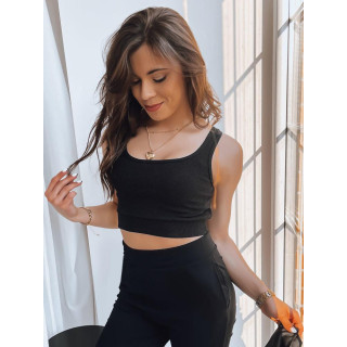 Črn rebrast top z naramnicami
