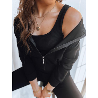 Črn rebrast top z naramnicami