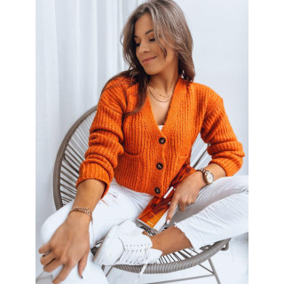 Kratek oranžen pulover z gumbi