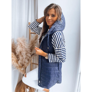 Prešit temno moder brezrokavnik s kapuco