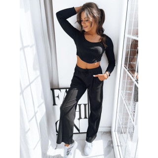 Ženski črn rebrasti komplet