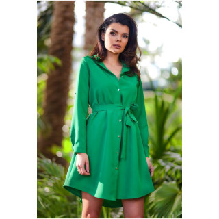 Ženska zelena srajčna obleka s pasom