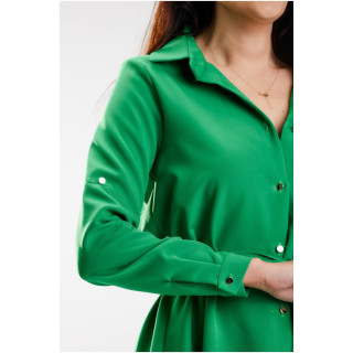 Ženska zelena srajčna obleka s pasom
