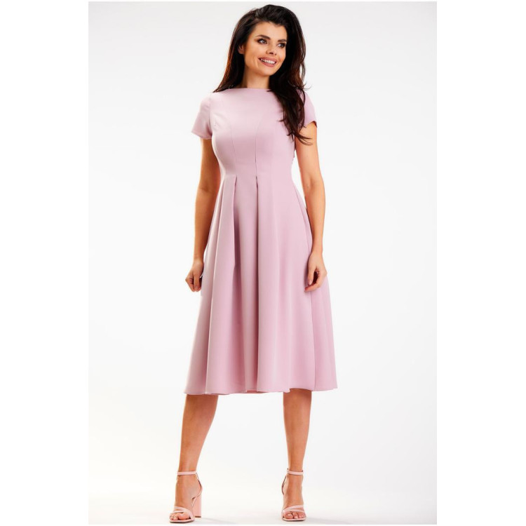 Roza elegantna midi obleka