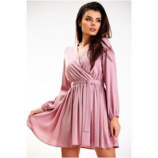 Roza mini obleka s pasom